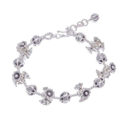 Alternate image for Silver Link Bracelet with Extender Chain from Thailand Flying Flower