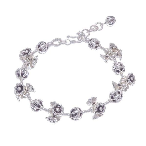 Alternate image for Silver Link Bracelet with Extender Chain from Thailand Flying Flower