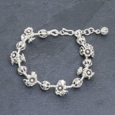Alternate image for Silver Link Bracelet with Extender Chain from Thailand Flying Flower