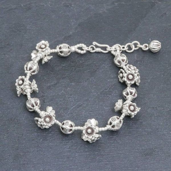 Alternate image for Silver Link Bracelet with Extender Chain from Thailand Flying Flower