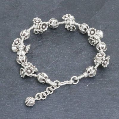 Alternate image for Silver Link Bracelet with Extender Chain from Thailand Flying Flower