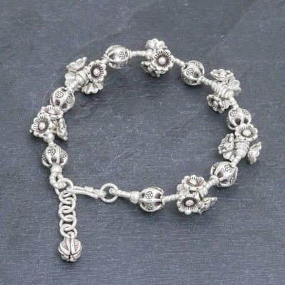 Alternate image for Silver Link Bracelet with Extender Chain from Thailand Flying Flower
