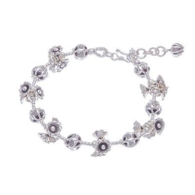 Alternate image for Silver Link Bracelet with Extender Chain from Thailand Flying Flower