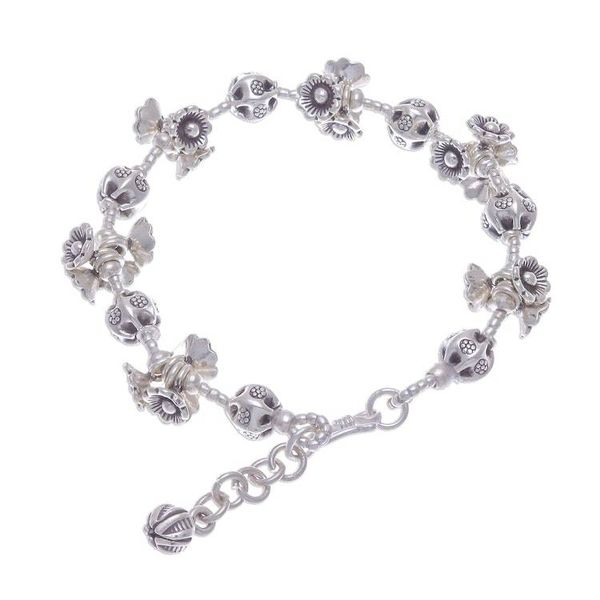 Alternate image for Silver Link Bracelet with Extender Chain from Thailand Flying Flower