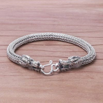 Alternate image for Mens Sterling Silver Naga Chain Bracelet from Thailand Air and Fire