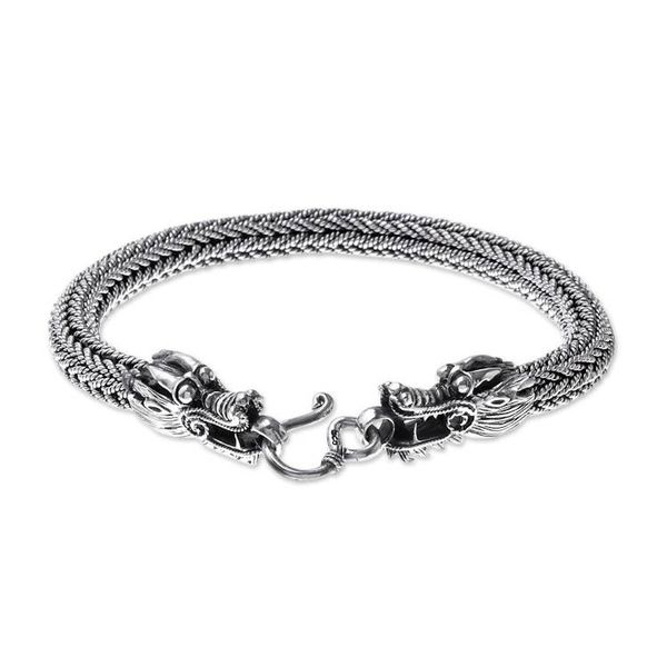 Alternate image for Mens Sterling Silver Naga Chain Bracelet from Thailand Air and Fire