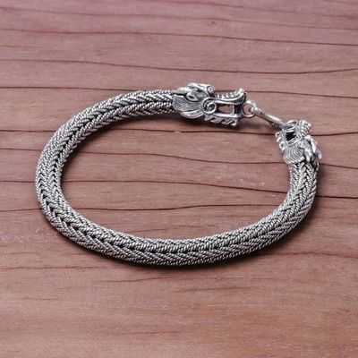 Alternate image for Mens Sterling Silver Naga Chain Bracelet from Thailand Air and Fire