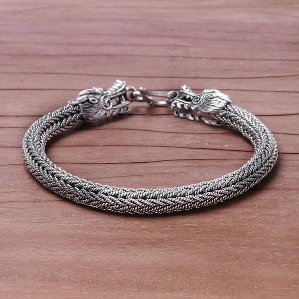 Alternate image for Mens Sterling Silver Naga Chain Bracelet from Thailand Air and Fire
