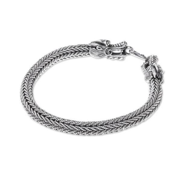 Alternate image for Mens Sterling Silver Naga Chain Bracelet from Thailand Air and Fire