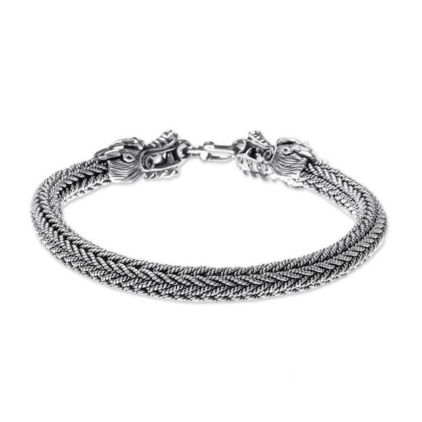 Alternate image for Mens Sterling Silver Naga Chain Bracelet from Thailand Air and Fire