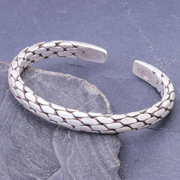 Alternate image for Thai Hand Made Sterling Silver Cuff Bracelet Chunky Braid