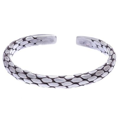 Alternate image for Thai Hand Made Sterling Silver Cuff Bracelet Chunky Braid