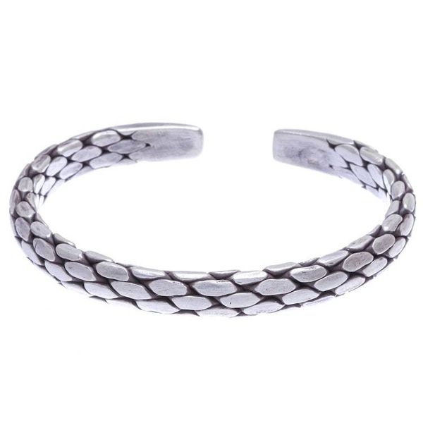 Alternate image for Thai Hand Made Sterling Silver Cuff Bracelet Chunky Braid