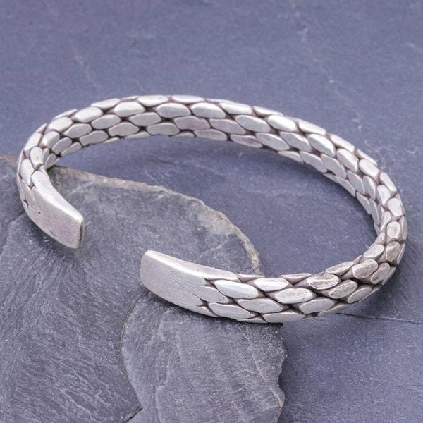Alternate image for Thai Hand Made Sterling Silver Cuff Bracelet Chunky Braid