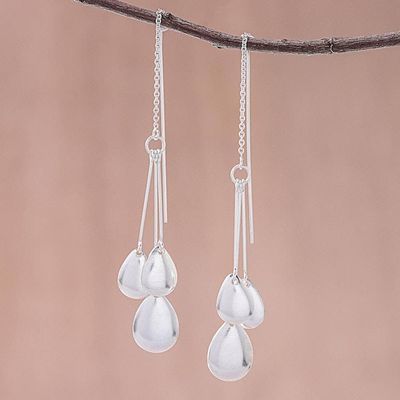 Alternate image for Drop-Pattern Sterling Silver Dangle Earrings from Thailand Fashionable Drops