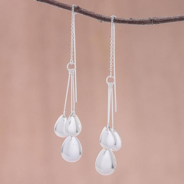 Alternate image for Drop-Pattern Sterling Silver Dangle Earrings from Thailand Fashionable Drops