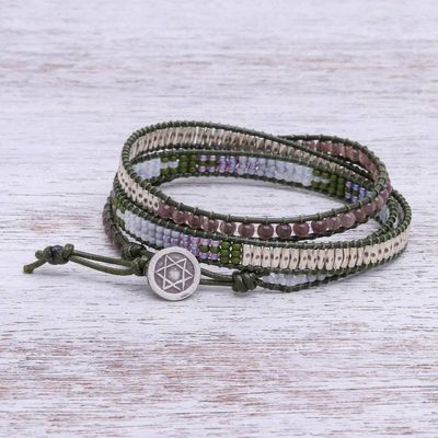 Alternate image for Beaded Leather Wrap Bracelet with Star of David Pa Sak Star