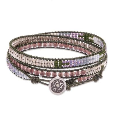 Alternate image for Beaded Leather Wrap Bracelet with Star of David Pa Sak Star