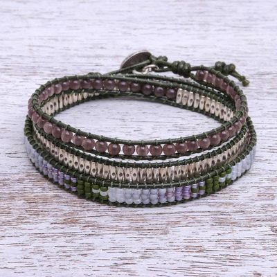 Alternate image for Beaded Leather Wrap Bracelet with Star of David Pa Sak Star