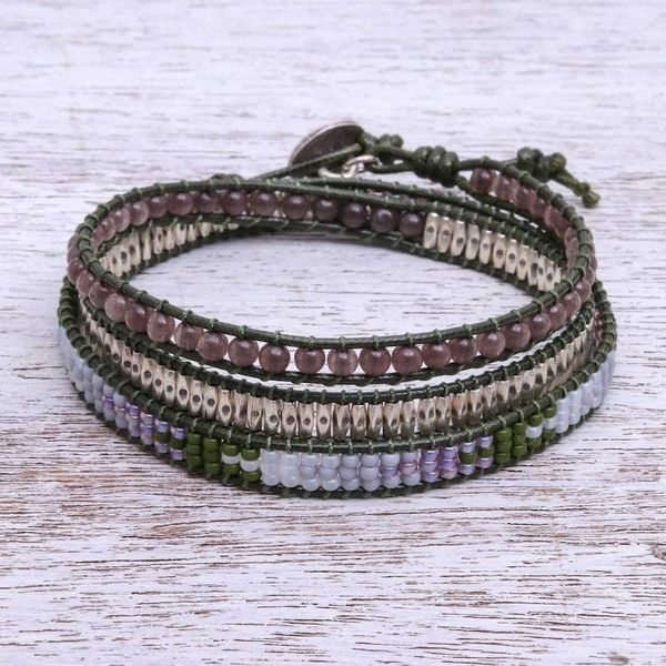 Alternate image for Beaded Leather Wrap Bracelet with Star of David Pa Sak Star