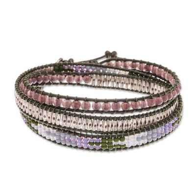 Alternate image for Beaded Leather Wrap Bracelet with Star of David Pa Sak Star