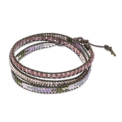 Alternate image for Beaded Leather Wrap Bracelet with Star of David Pa Sak Star