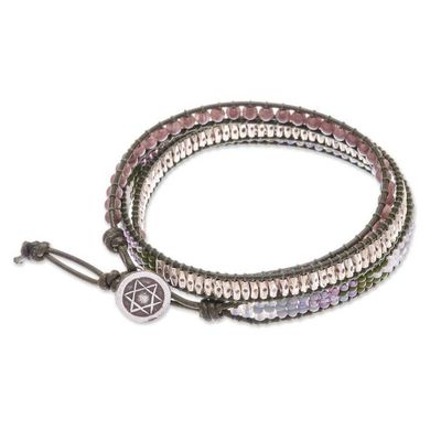 Alternate image for Beaded Leather Wrap Bracelet with Star of David Pa Sak Star