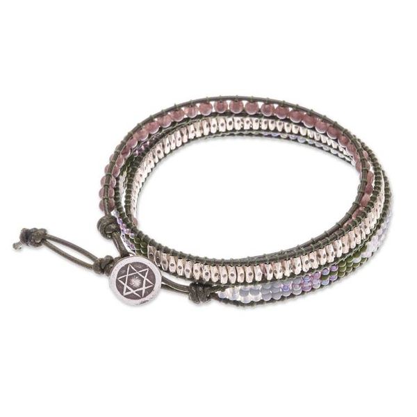 Alternate image for Beaded Leather Wrap Bracelet with Star of David Pa Sak Star