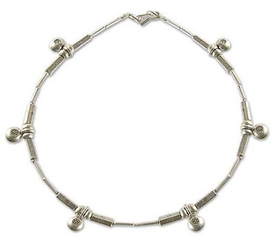 Alternate image for 950 Silver Charm Anklet Dainty Blossoms