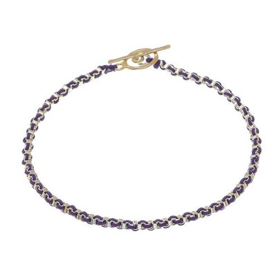 Alternate image for Gold Plated Brass Chain Bracelet in Purple from Thailand Golden Day in Purple