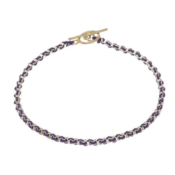 Alternate image for Gold Plated Brass Chain Bracelet in Purple from Thailand Golden Day in Purple