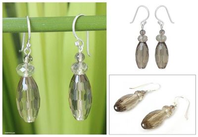 Alternate image for Handcrafted Smoky Quartz Earrings Evening Mystique