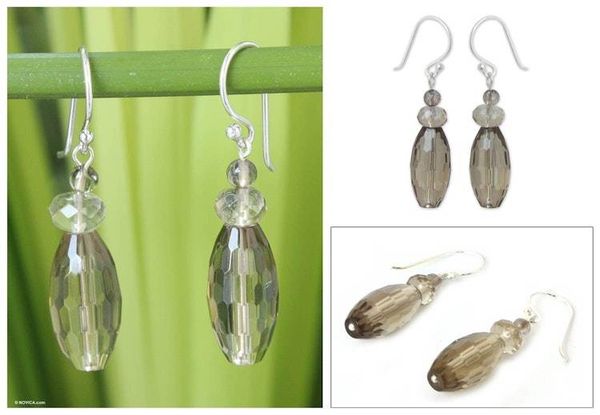 Alternate image for Handcrafted Smoky Quartz Earrings Evening Mystique