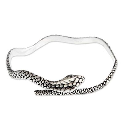 Alternate image for Hand Made Sterling Silver Snake Bangle Bracelet King Cobra