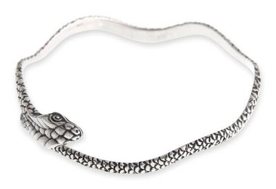 Alternate image for Hand Made Sterling Silver Snake Bangle Bracelet King Cobra