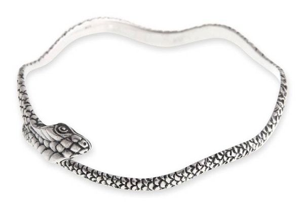 Alternate image for Hand Made Sterling Silver Snake Bangle Bracelet King Cobra