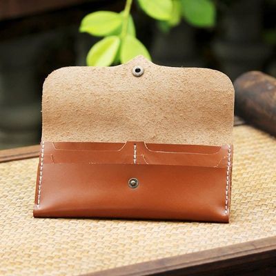 Alternate image for Handcrafted Leather Wallet in Chestnut from Thailand Simple Traveler in Chestnut