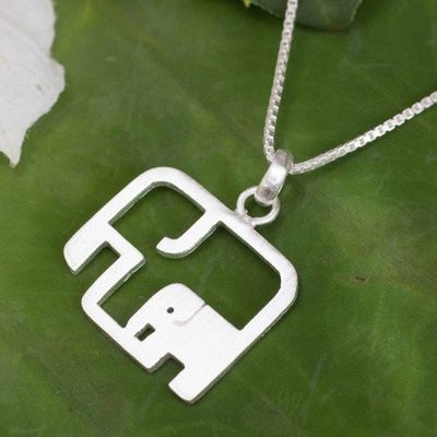 Primary image for Artisan Jewelry Elephant Necklace in Sterling Silver Elephantine Motherhood