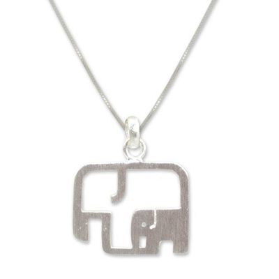 Alternate image for Artisan Jewelry Elephant Necklace in Sterling Silver Elephantine Motherhood