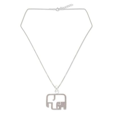 Alternate image for Artisan Jewelry Elephant Necklace in Sterling Silver Elephantine Motherhood