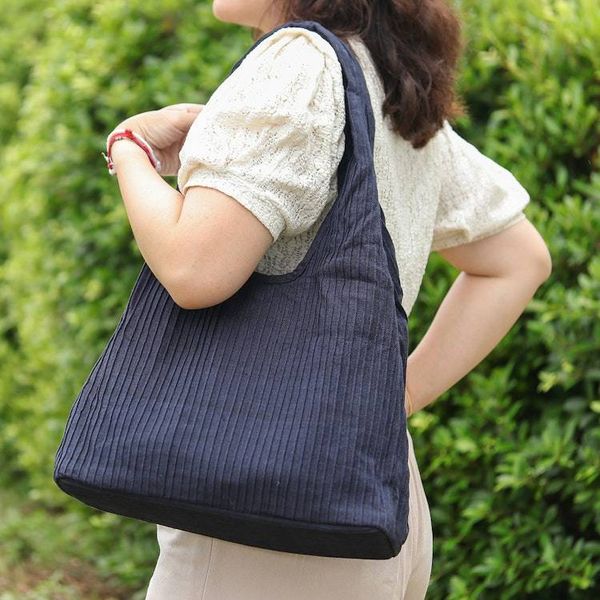 Alternate image for Textured Cotton Shoulder Bag in Midnight from Thailand Thai Texture in Midnight