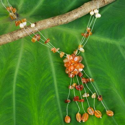 Primary image for Fair Trade Floral Carnelian Y Necklace Fantasy
