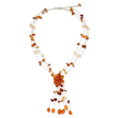 Alternate image for Fair Trade Floral Carnelian Y Necklace Fantasy