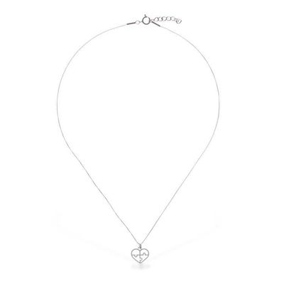 Alternate image for Jigsaw Puzzle Heart-Themed Sterling Silver Pendant Necklace Puzzle Heart