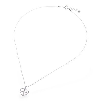 Alternate image for Jigsaw Puzzle Heart-Themed Sterling Silver Pendant Necklace Puzzle Heart