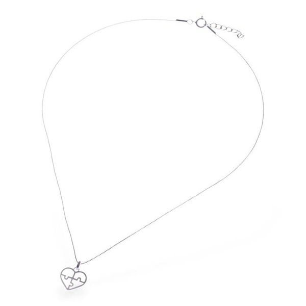 Alternate image for Jigsaw Puzzle Heart-Themed Sterling Silver Pendant Necklace Puzzle Heart
