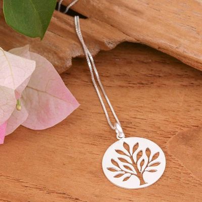 Alternate image for Silver Necklace with Openwork Tree of Life-Themed Pendant Timeless Tree