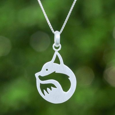 Primary image for Abstract Fox-Themed Openwork Silver Pendant Necklace Curled in Comfort