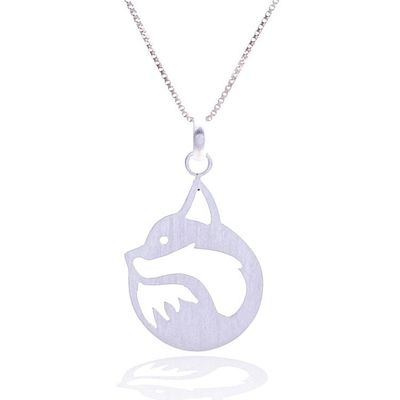 Alternate image for Abstract Fox-Themed Openwork Silver Pendant Necklace Curled in Comfort