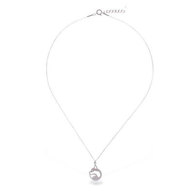 Alternate image for Abstract Fox-Themed Openwork Silver Pendant Necklace Curled in Comfort